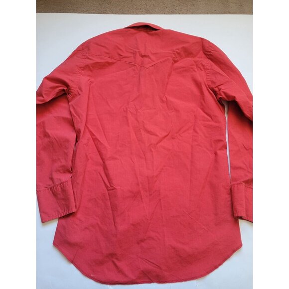 Wrangler Red Cowboy Cut Collared Pearl Snap Button Down Shirt Size X- Long - Picture 10 of 10